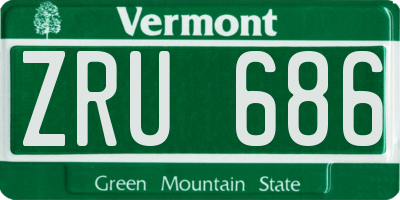 VT license plate ZRU686