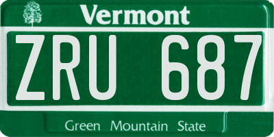 VT license plate ZRU687