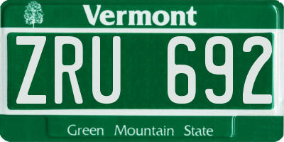 VT license plate ZRU692