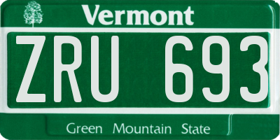 VT license plate ZRU693