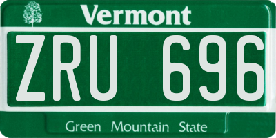 VT license plate ZRU696