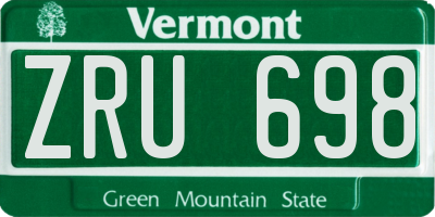VT license plate ZRU698