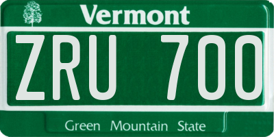 VT license plate ZRU700