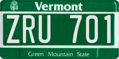 VT license plate ZRU701