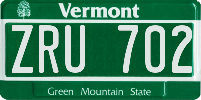 VT license plate ZRU702