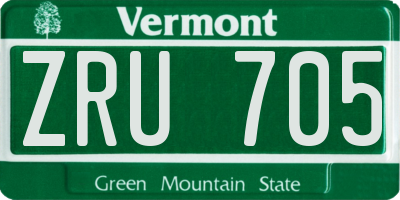 VT license plate ZRU705