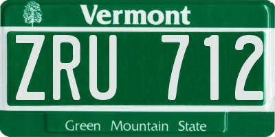 VT license plate ZRU712
