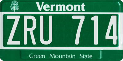VT license plate ZRU714
