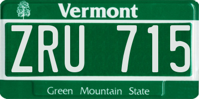 VT license plate ZRU715