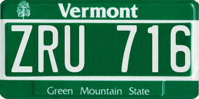 VT license plate ZRU716