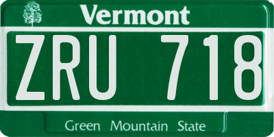VT license plate ZRU718