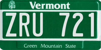 VT license plate ZRU721