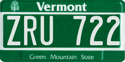 VT license plate ZRU722