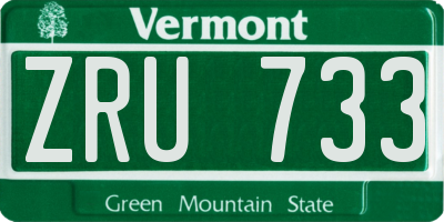 VT license plate ZRU733