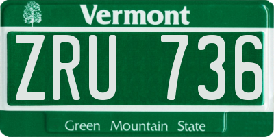 VT license plate ZRU736