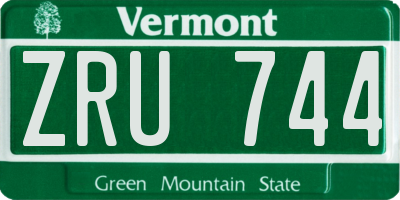 VT license plate ZRU744