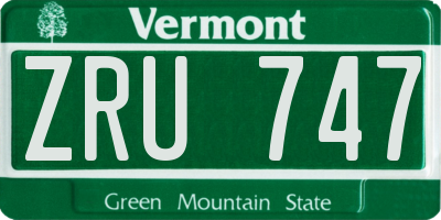 VT license plate ZRU747