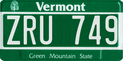 VT license plate ZRU749