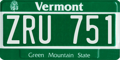 VT license plate ZRU751