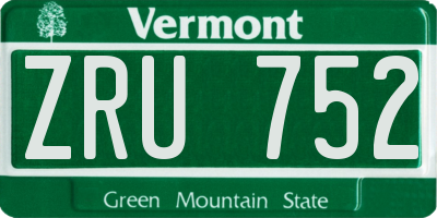 VT license plate ZRU752