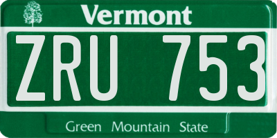 VT license plate ZRU753