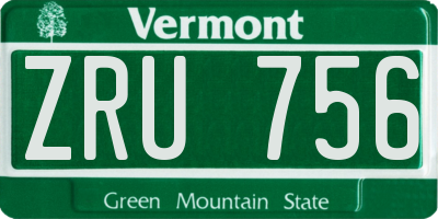 VT license plate ZRU756