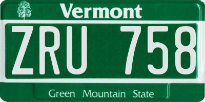 VT license plate ZRU758
