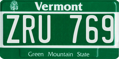 VT license plate ZRU769