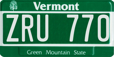 VT license plate ZRU770