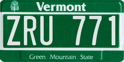 VT license plate ZRU771