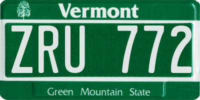 VT license plate ZRU772
