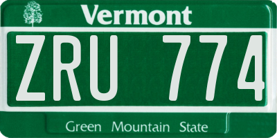 VT license plate ZRU774