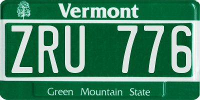 VT license plate ZRU776