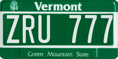 VT license plate ZRU777