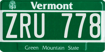 VT license plate ZRU778