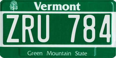 VT license plate ZRU784
