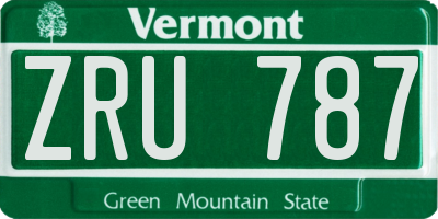 VT license plate ZRU787