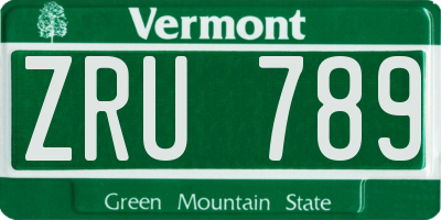 VT license plate ZRU789