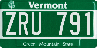 VT license plate ZRU791