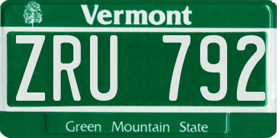VT license plate ZRU792