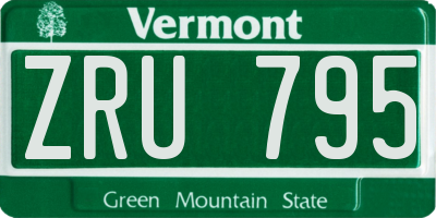 VT license plate ZRU795