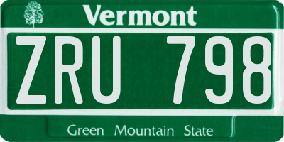 VT license plate ZRU798