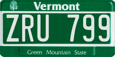 VT license plate ZRU799