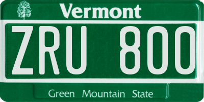 VT license plate ZRU800