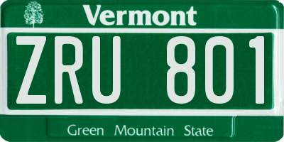 VT license plate ZRU801