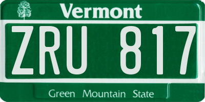 VT license plate ZRU817