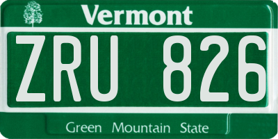 VT license plate ZRU826