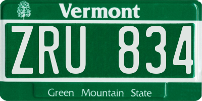 VT license plate ZRU834