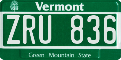 VT license plate ZRU836