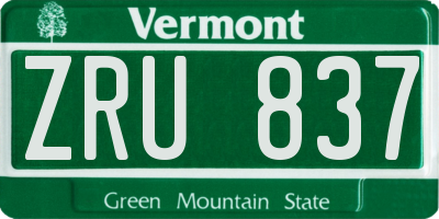 VT license plate ZRU837